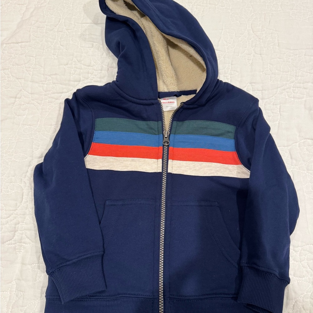 Hanna Andersson Navy Hoodie with Colorful Stripes